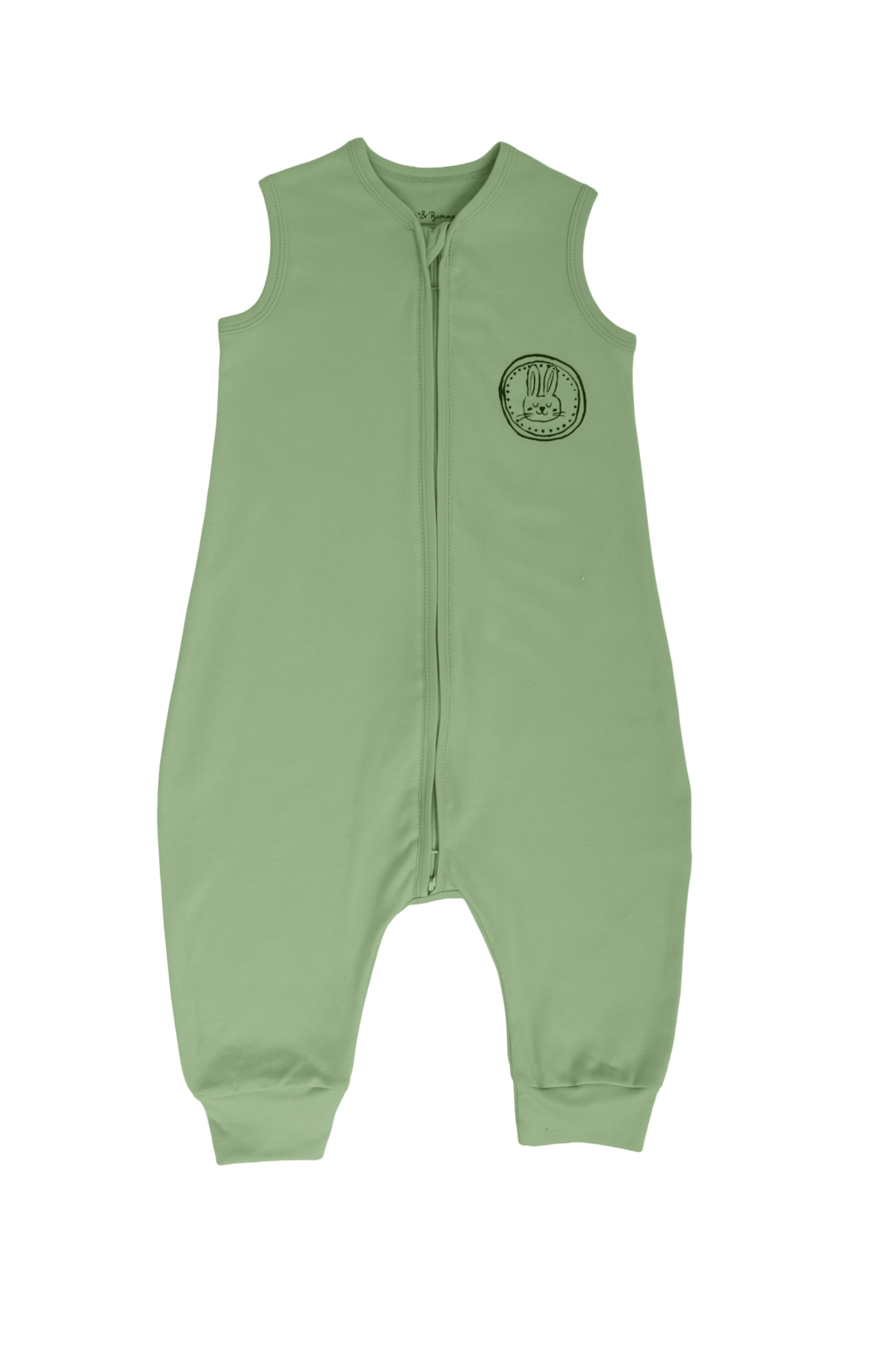 Bunny Sleep Suit with legs in Olive Green- Ages 1-2