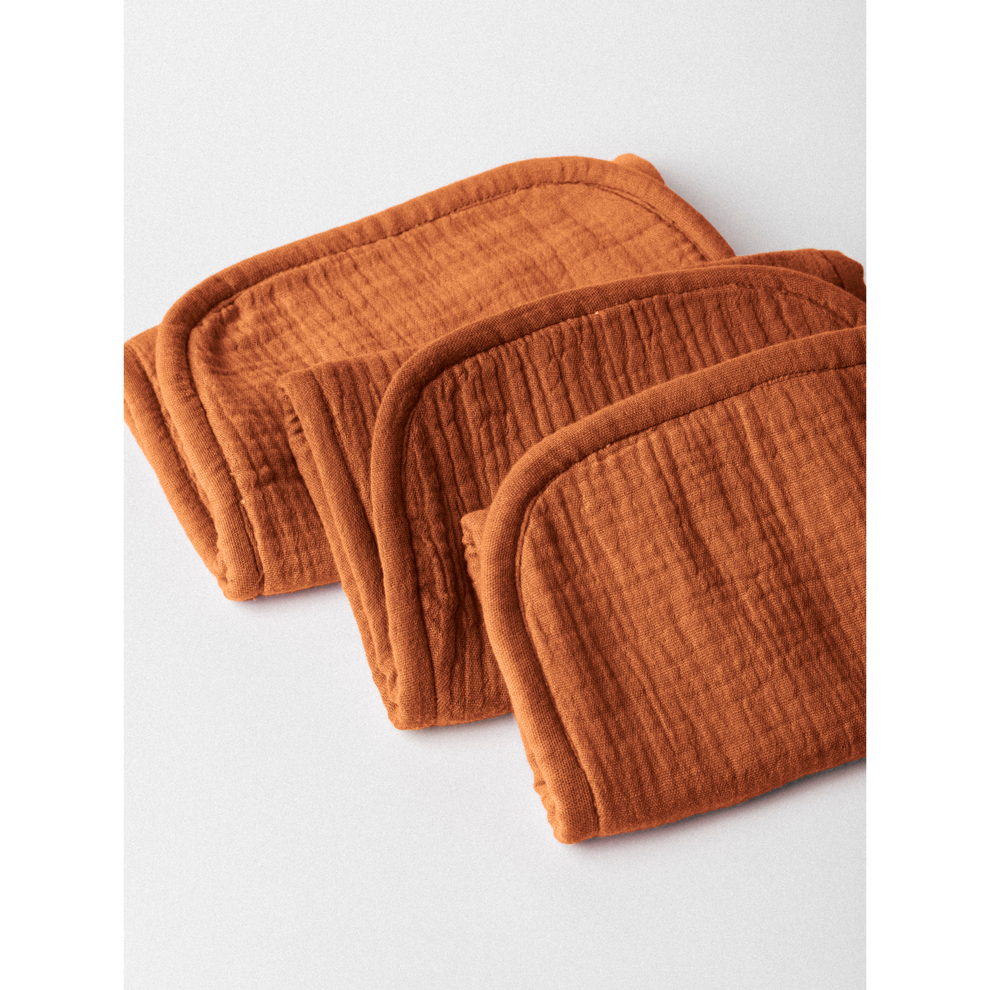 Dual Layer Burp Cloth Burnt Orange - Soft, Absorbent, Perfect for Drool and Spit-Up Protection (Sold per Piece)