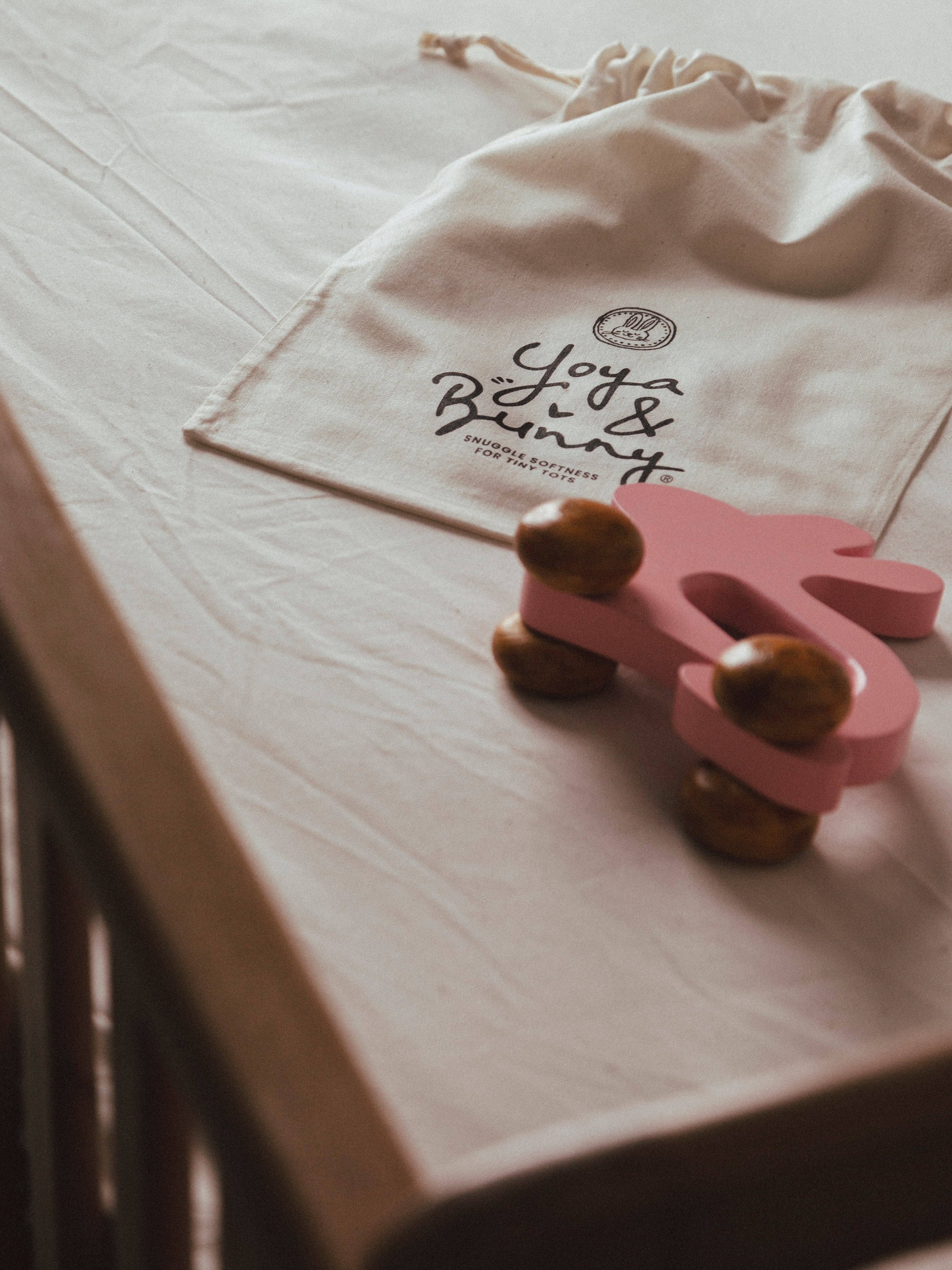 Wooden Bunny Push Toy On Wheels Pink