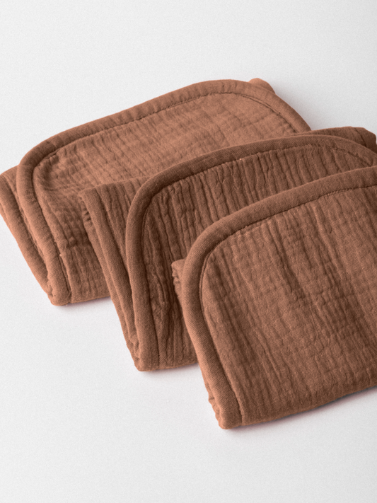 Dual Layer Burp Cloth Ash Brown - Soft, Absorbent, Perfect for Drool and Spit-Up Protection (Sold per Piece)