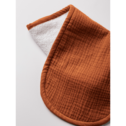 Dual Layer Burp Cloth Burnt Orange - Soft, Absorbent, Perfect for Drool and Spit-Up Protection (Sold per Piece)