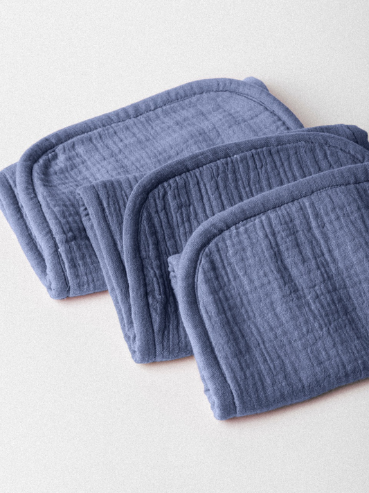 Dual Layer Burp Cloth Rock Blue - Soft, Absorbent, Perfect for Drool and Spit-Up Protection (Sold per Piece)