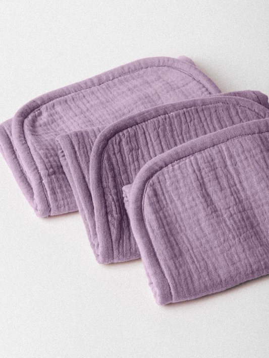 Dual Layer Burp Cloth Purple - Soft, Absorbent, Perfect for Drool and Spit-Up Protection (Sold per Piece)