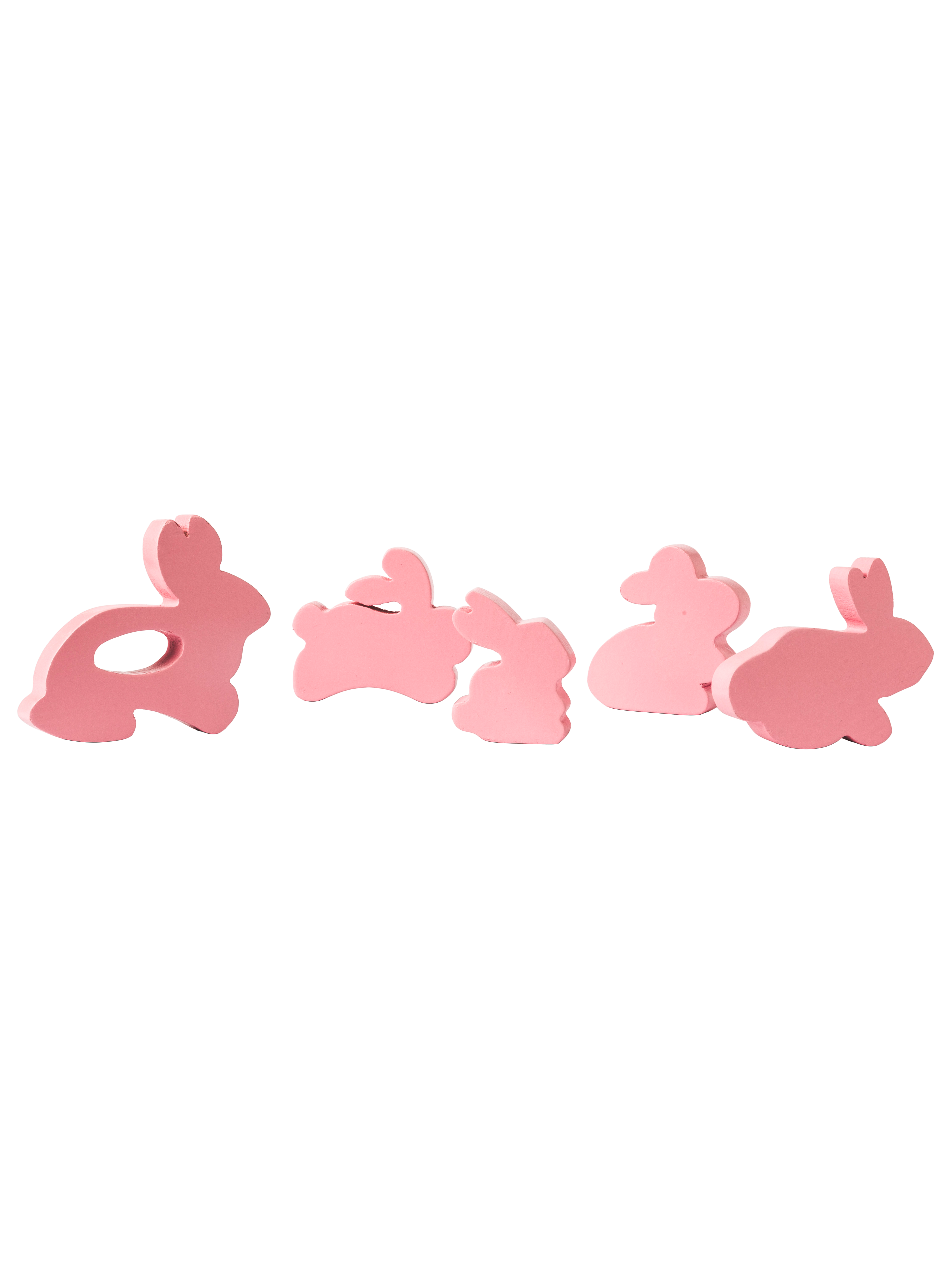 5 Piece Wooden Mini Bunnies Toy Pink Main image