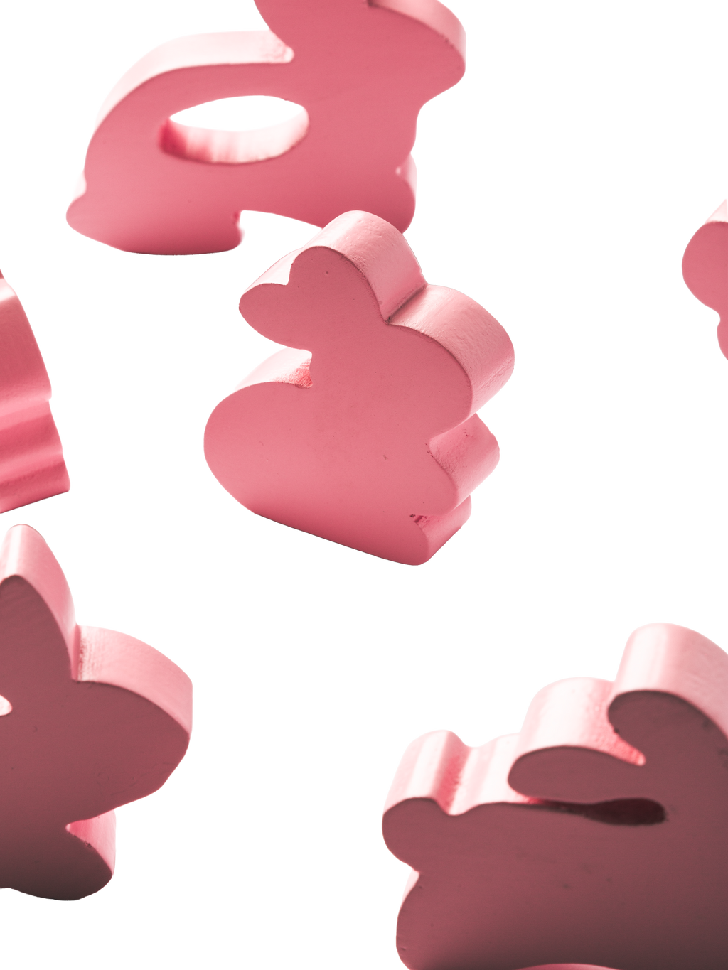 5 Piece Wooden Mini Bunnies Toy Pink