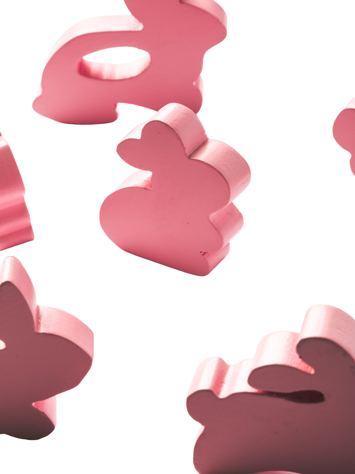 5 Piece Wooden Mini Bunnies Toy Pink