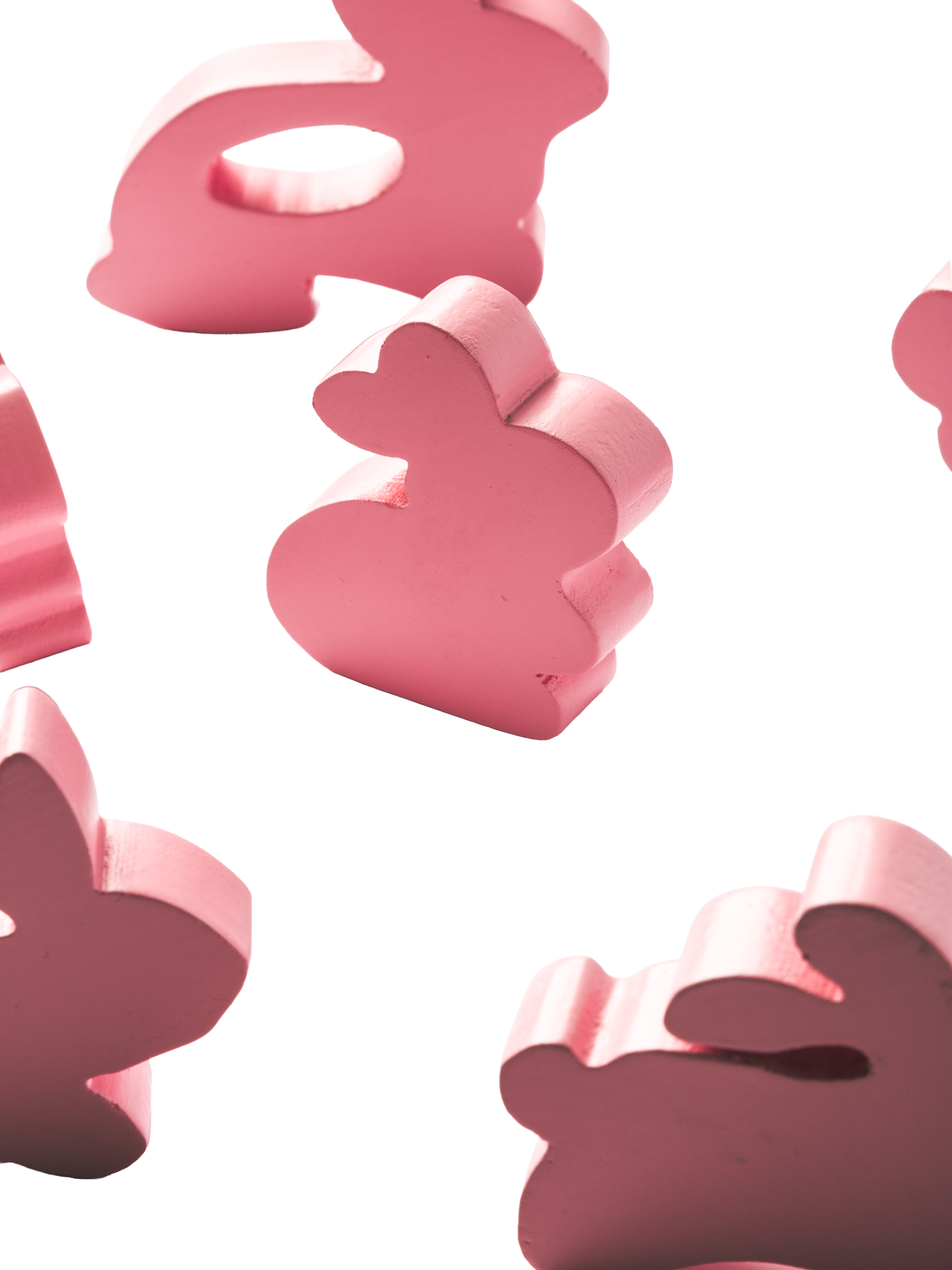 5 Piece Wooden Mini Bunnies Toy Pink