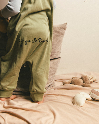 Bunny Sleep Suit with legs in Olive Green- Ages 1-2