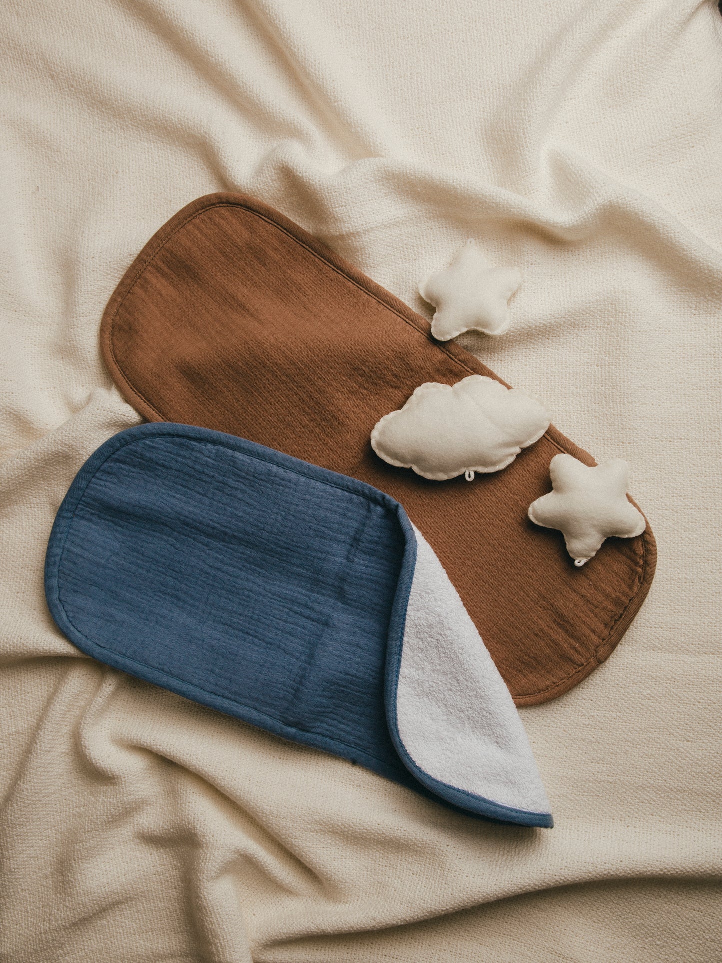 Dual Layer Burp Cloth Rock Blue - Soft, Absorbent, Perfect for Drool and Spit-Up Protection (Sold per Piece)