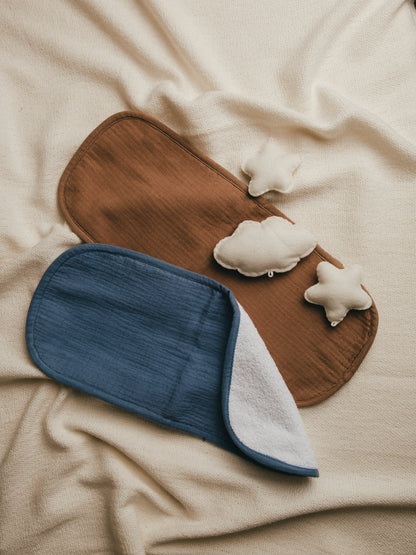Dual Layer Burp Cloth Rock Blue - Soft, Absorbent, Perfect for Drool and Spit-Up Protection (Sold per Piece)
