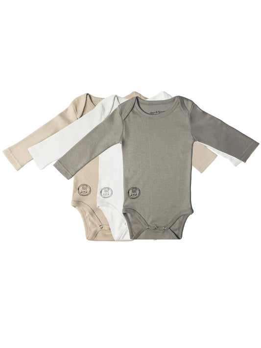 3-Pack Ultra Soft Long Sleeve Bodysuit Multi Color