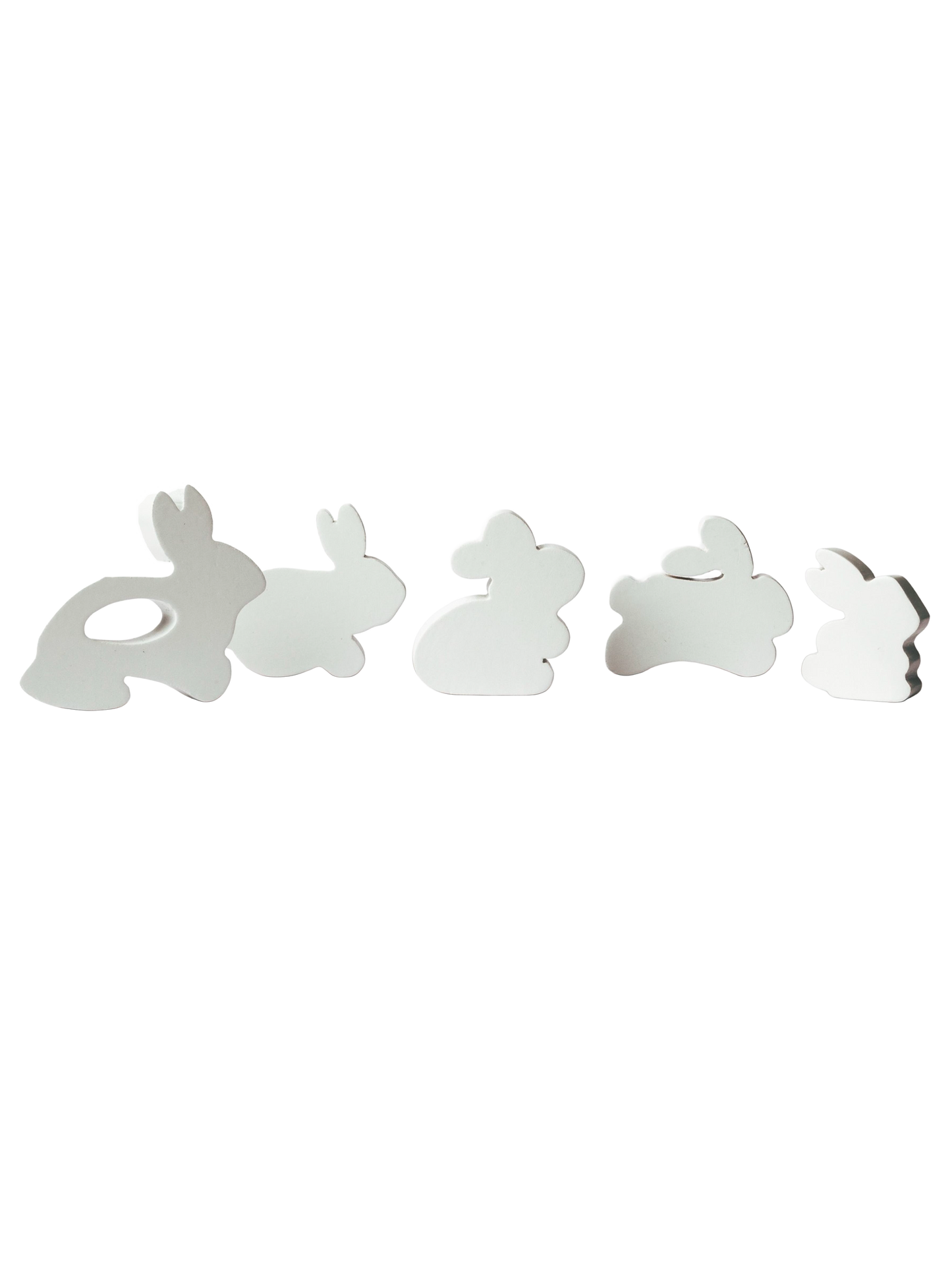 5 Piece Wooden Mini Bunnies Toy White