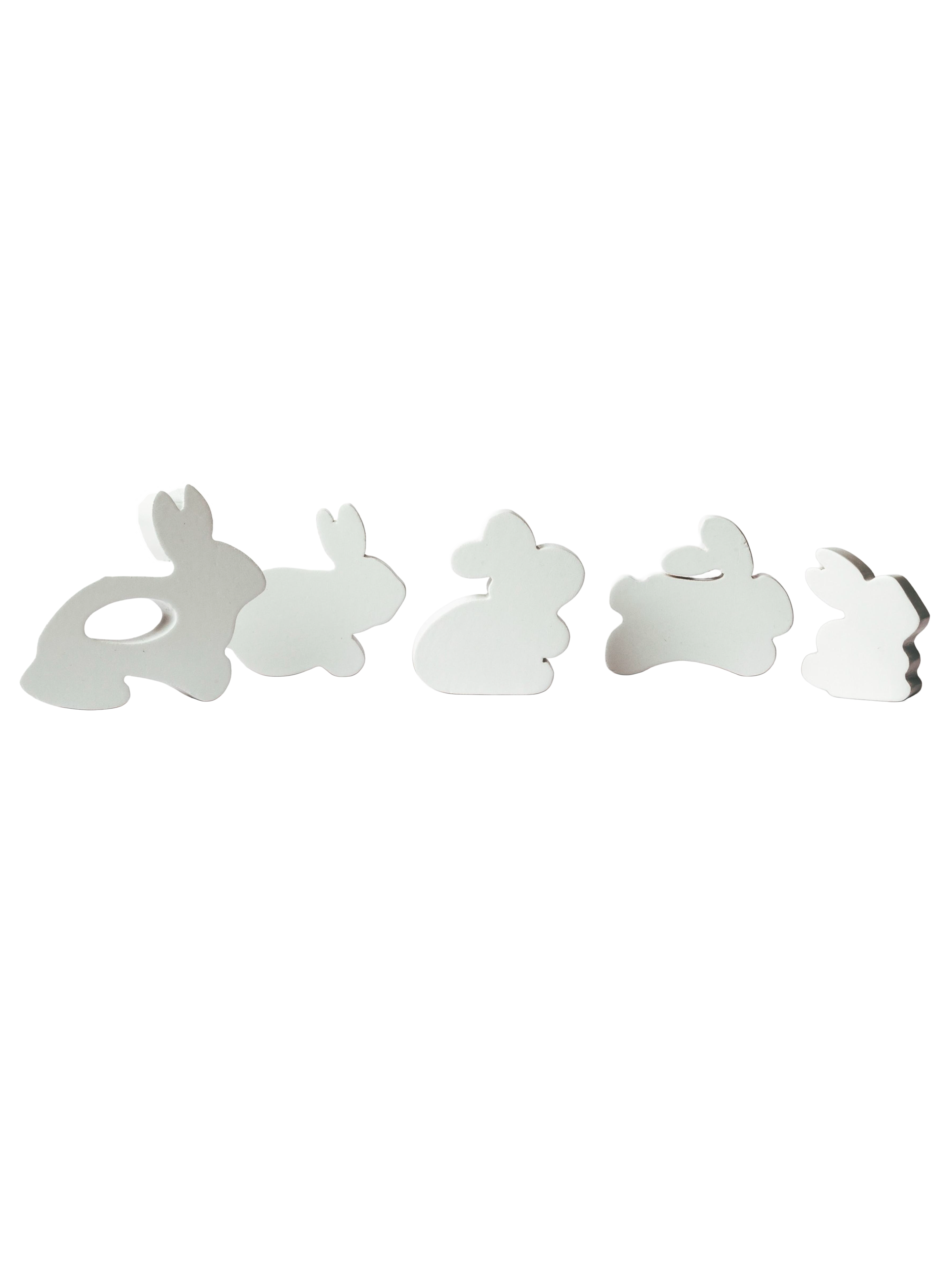 5 Piece Wooden Mini Bunnies Toy White