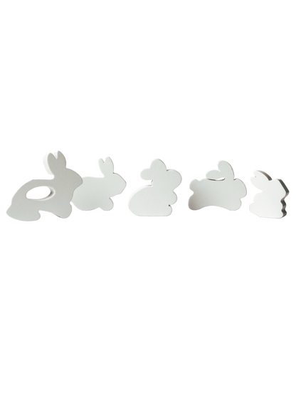 5 Piece Wooden Mini Bunnies Toy White