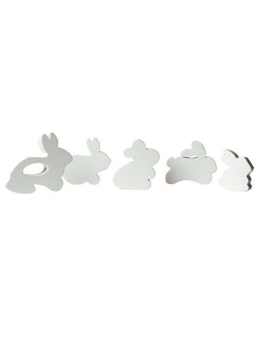 5 Piece Wooden Mini Bunnies Toy White